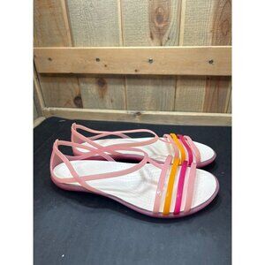 Crocs Womens Isabella Flat Sandal Size 9 Lightweight Pink Orange